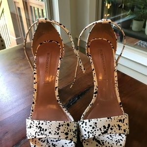 White/Black Spotted Ankle Strap Heels